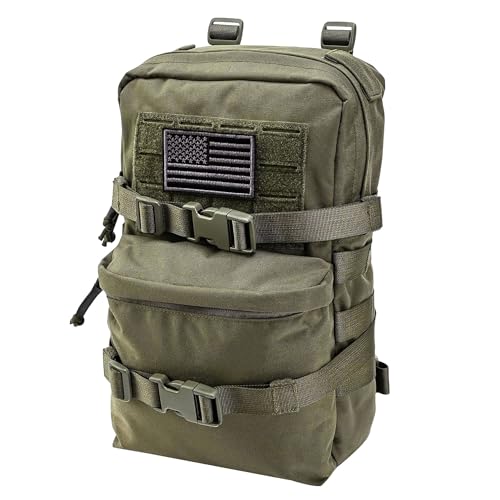Tactical Mini Molle Hydration Pack,Molle Hydration Carrier with US Flag Water Resistant,Hydropack for Tactical Vest Backpack - style: Ranger Green