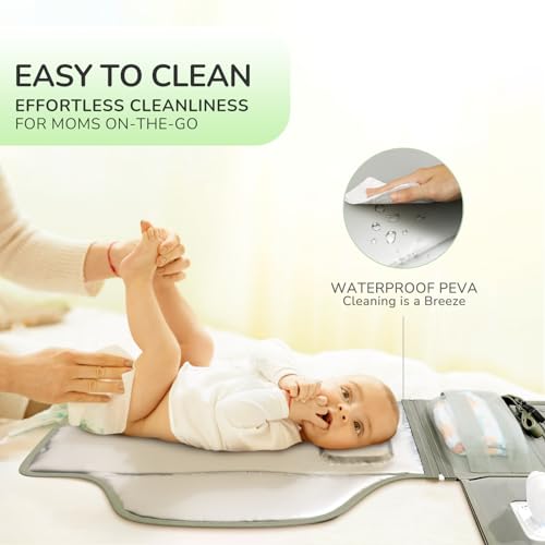 Portable Diaper Changing Pad with Shoulder Strap, Detachable Travel Changing Pad with Baby Wipes Pocket, Gifts for Baby Shower, Newborn Girls and Boys (Army Green) - color: Army Green