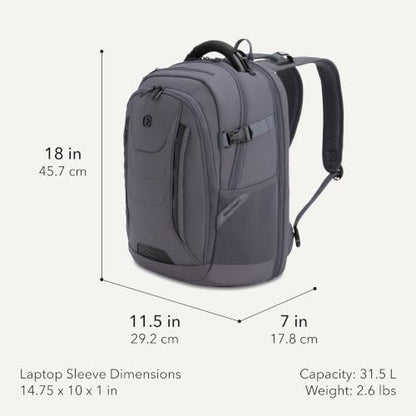 SwissGear Travel Tech Pro Laptop Backpack – Fits Laptops up to 16” – ScanSmart TSA-Friendly Backpack with Multiple Organizer Pockets – Charcoal - color: Charcoal, style: Travel Tech Pro