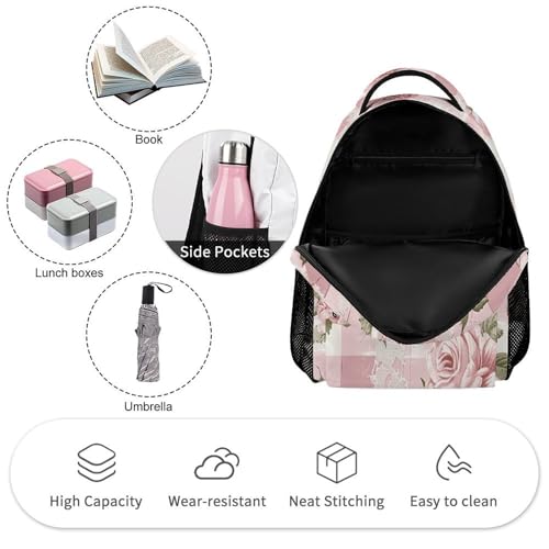 Peach Retro Pattern Backpack Large Capacity Bookbag Lightweight Schoolbag Travel Bag for Men & Women - color: Peach Retro Pattern