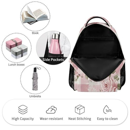 Peach Retro Pattern Backpack Large Capacity Bookbag Lightweight Schoolbag Travel Bag for Men & Women - color: Peach Retro Pattern