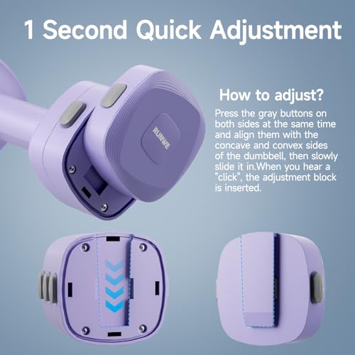 Lightweight Adjustable Dumbbell Kettlebell Set - 4 in 1 Free Weight Set with Kettlebell Grip Converter, Each 2.2 3.3 4.4 5.5lb Quick Change Weight Women Dumbbell Set for Small Spaces Home Gym - color: Dumbbell Purple