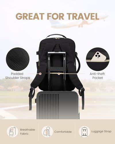LOVEVOOK 40L Travel Backpack for Women Men,Waterproof Airline Approved Carry On Luggage Travel Essentials,TSA Carry On Backpack Personal Item Travel Bag Suitcase Weekender Traveling with Packing Cubes - color: Black-grey, size: Large-40L-4Pcs