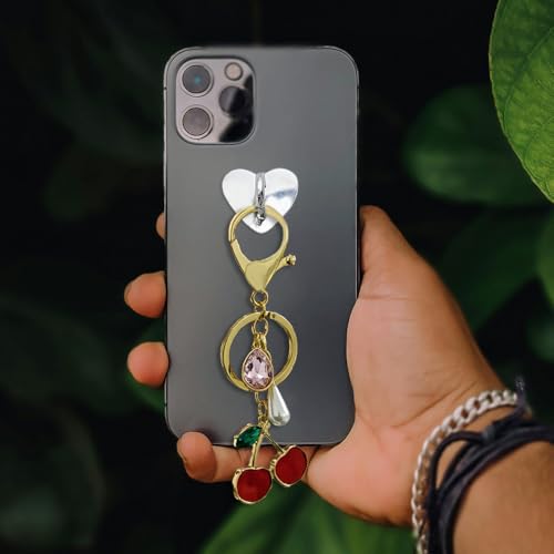 Madison Tyler Western Cowboy Boots Cherry Bow Bubble Tea Strawberry Cute Keychain | Bag Charms for Handbags Purse Charms - color: Cherry