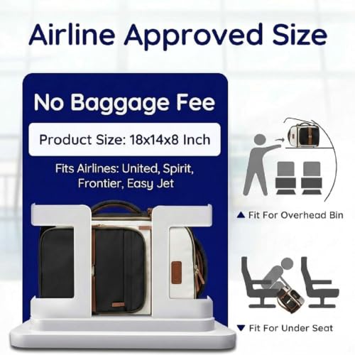 Taygeer Frontier Airlines Personal Item Bag 18x14x8, Carry on Backpack 40L | Underseat Travel Backpack for Women & Men with Makeup Compartment & Wet Bag, Fits Spirit Frontier Allegiant, Black Brown - color: Black