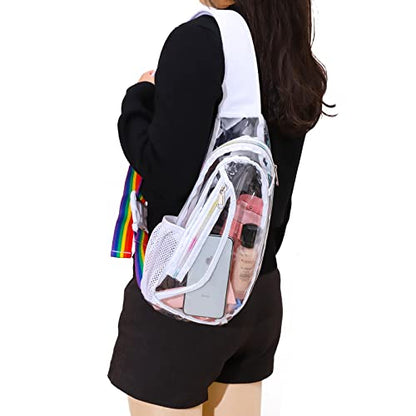 Edraco Clear Sling Sports Bag, Stadium Approved Mini PVC Crossbody Shoulder Backpack, Casual Chest Daypack for Women & Men