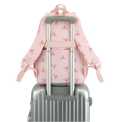 Phaoullzon Girls High Middle School Coquette Backpack for Teen Kawaii Bows Bookbag College Daypack,Pink Bow - color: Pink Bow, size: Large (17.5 Inch)