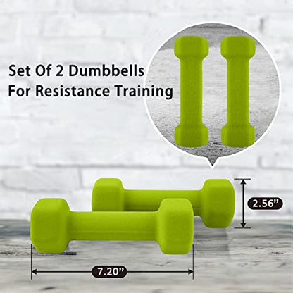 Saorzon Dumbbells Set of 2 Exercise Fitness Dumbbell for Home Gym Free Weights Hand Hex Dumb Bells - color: Green, style: 5 Pounds,Pair