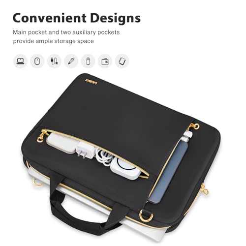 15.6 16 Inch Laptop Bag Case for Women Men Compatible with MacBook Pro M5/HP OmniBook Omen Envy/Dell Pro Inspiron/Lenovo Yoga IdealPad, Messenger Carrying Briefcase Computer Bag Case, Black - color: Black, size: 15.6 inch