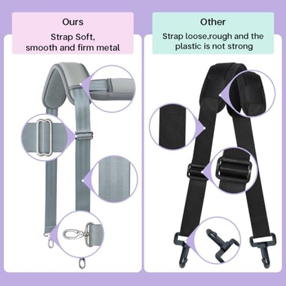 60 Inch Shoulder Strap with Removable Ultra-Thick Pad，Adjustable Buckles and Metal Hooks - color: Grey