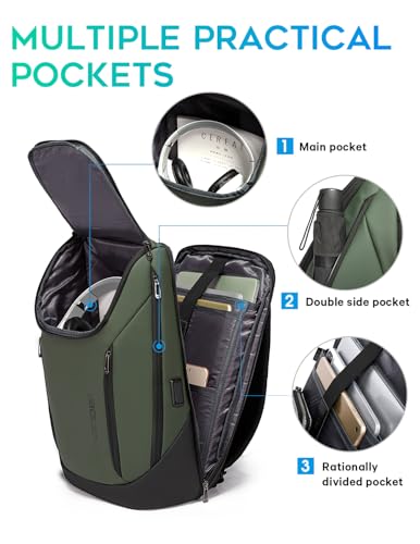 FUTURE AESTHETIC Business Smart Backpack Waterproof fit 15.6 Inch Laptop Backpack with USB Charging Port,Travel Backpack - color: Green