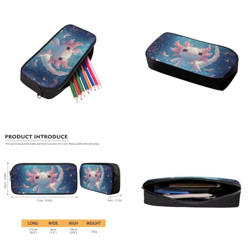 Cute Axolotl Backpack for Girls Kids Backpack with Lunch Box Water Bottle Carrier with Strap and Big Pencil Case 4PCS Set Bookbag with Front Pocket for School 17" Sturdy Elementary School Bag - color: Axolotl-1