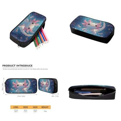 Cute Axolotl Backpack for Girls Kids Backpack with Lunch Box Water Bottle Carrier with Strap and Big Pencil Case 4PCS Set Bookbag with Front Pocket for School 17" Sturdy Elementary School Bag - color: Axolotl-1