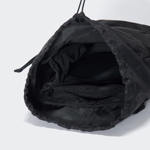 Pander Drawstring Backpack with Adjustable Shoulder Straps, Slim Gym Cinch Sack with Side Zipper Pocket, Machine Washable Polyester Daypack for Travel & Workout, Black - color: Black