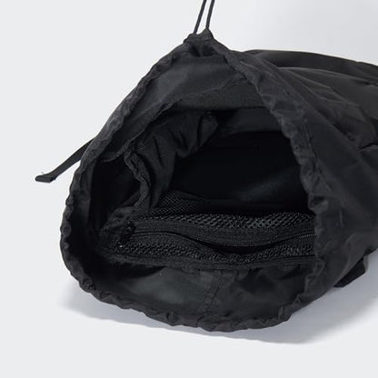 Pander Drawstring Backpack with Adjustable Shoulder Straps, Slim Gym Cinch Sack with Side Zipper Pocket, Machine Washable Polyester Daypack for Travel & Workout, Black - color: Black