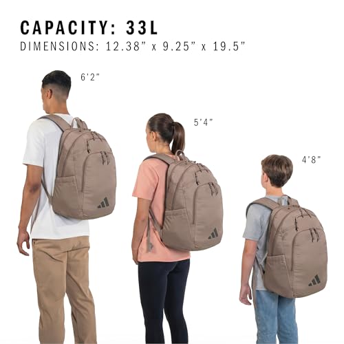 adidas Defender 5 Backpack for Sports, Gym, School and Travel, 33L, Chalky Brown/Gunmetal, OSFA - color: Chalky Brown/Gunmetal