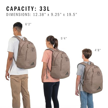 adidas Defender 5 Backpack for Sports, Gym, School and Travel, 33L, Chalky Brown/Gunmetal, OSFA - color: Chalky Brown/Gunmetal