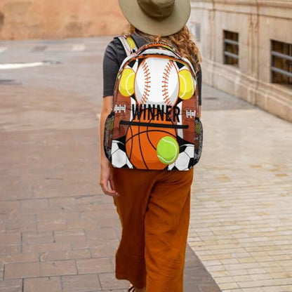 School Backpack Travel Bag for Men & Women - Basketball Baseball Lightweight Boys Girls Bookbag Daypack Fits 15.6 Inch Laptop for College Students, Middle High School, Teens