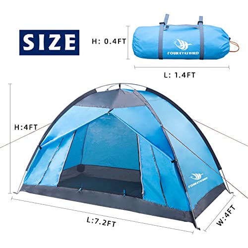 7.2 × 4 × 4 Feet Single Backpack Tent, Waterproof Camping and Hiking Tent can be Used by One Person, Light and Durable - color: Blue