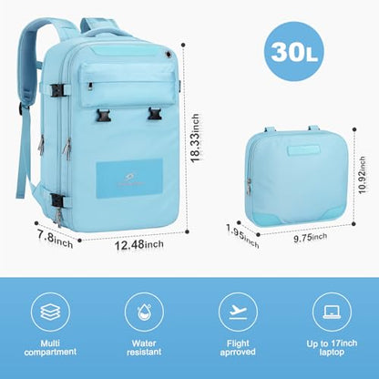 Maelstrom Travel Backpack for Men Women, 17.3" Laptop with Shoe Compartment - color: Blue, size: 17.3 inch upgraded with shoe compartment