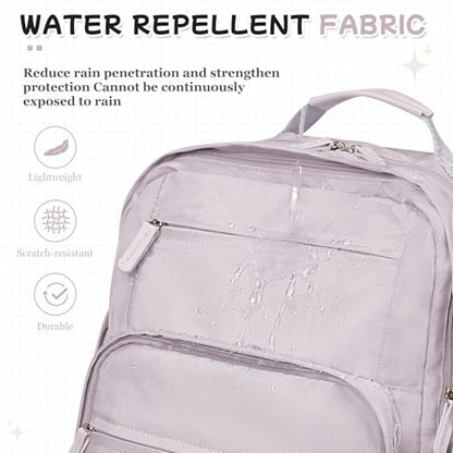 Casual Laptop Backpack for Women Work Travel Daypack Bags, Lightweight Waterproof Backpacks with 2 Large Main Compartments, Anti Theft Slim Sturdy Back Pack, 15” Laptop Sleeve, Pink - color: Pink