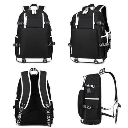 Basketball Player 23 Backpack Laptop Travel Bag Men's Women's Teenage Schoolbag (Red-White) - color: Red-white