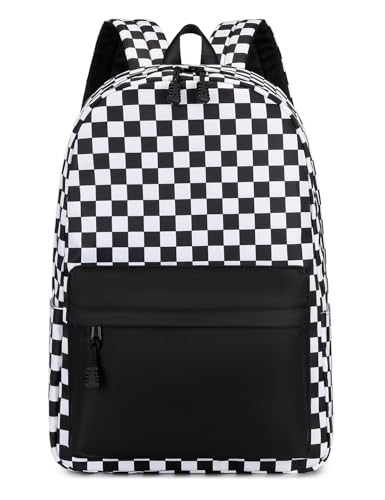 mezhsa Girls School Backpack Elementary Middle Lightning Bookbag Laptop Teenager Waterproof Lightweight 17 Inches (Black Square) - color: 4-black