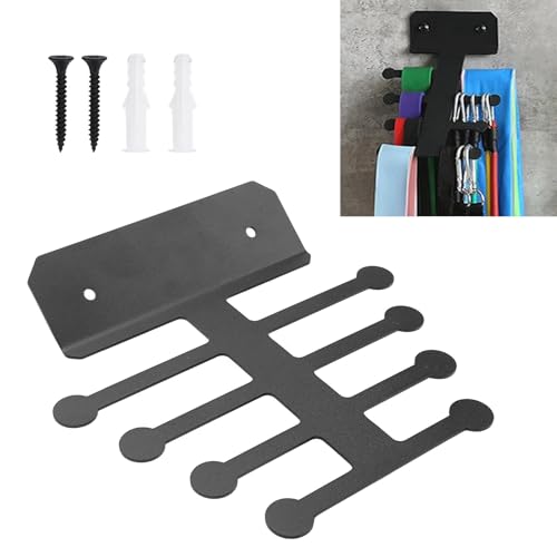 Pilipane Band Storage Rack Heavy Duty Wall Mounted Multifunctional Gym Equipment Organizer for Resistance Bands Jump Ropes Lifting Belts Carbon Steel 20.3 x 12.6cm