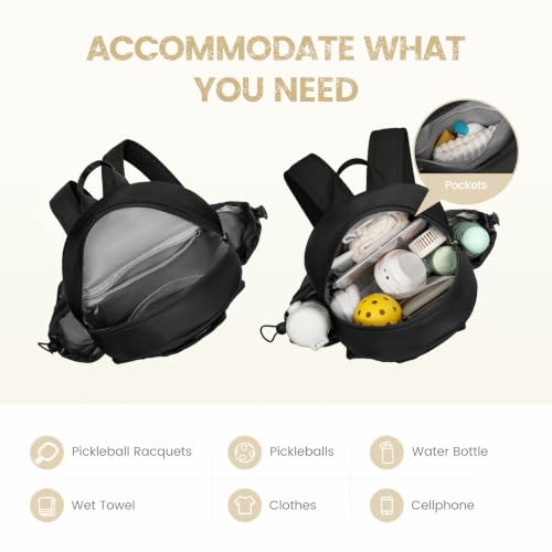 Sucipi Pickleball Bags for Women Lightweight Crossbody and Stylish Quilted Pickleball Paddle Sling Bag Backpack - color: Black, size: Large
