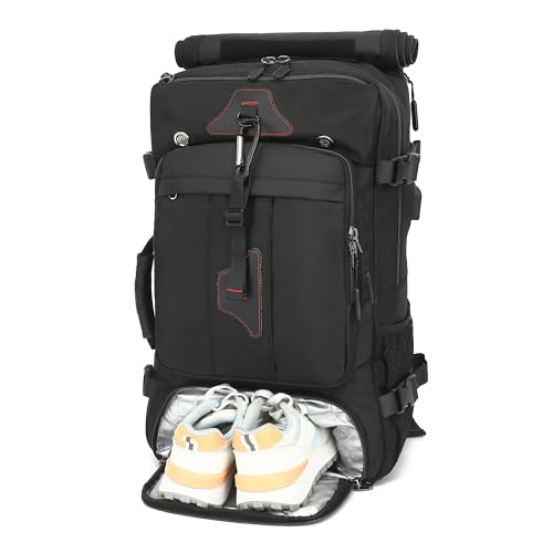 60L Large Travel Backpack with Shoe Compartment, Convertible Utility Backpack for Men, Extra Large Multi-Pocket Backpack with Laptop Sleeve for Gym, Road Trip, Business & Overnight Travel