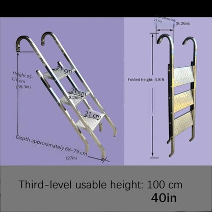 2-Level Heavy-Duty Aluminum Step Ladder, Portable Climbing Ladder with Non-Slip Treads for Truck Loading Unloading Home Repairs