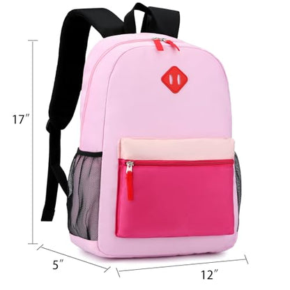 Backpack Set for Girls Boy Kids Backpack with Lunch Box for Elementary Primary Kindergarten School Bag (Purple Pink Set, Large) - color: Purple Pink