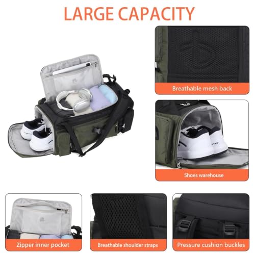 BE SMART 50L Extra Large Gym Backpack for Men, Big Gym Bag with Shoes Compartment, Waterproof Heavy Duty Duffel Bags (Grey Black, Large-40L) - color: Grey Black, size: Large-40L