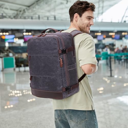 BOVIP Travel Backpack for Men Carry On Backpack Flight Approved Personal Item Backpack, 18.4 inch Laptop Backpack Casual Daypack Weekender Business Hiking Backpack, Black Gray - color: Black Gray, size: 18.4 inch