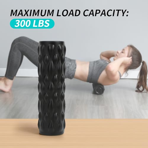 High-Density Vibrating Foam Roller Black with 4 Customizable Speeds for Deep Tissue Massage, Muscle Recovery and Pain Relief -Rechargeable with Massage Backpack - color: Black, size: 13 x 4.5 Inch with Massage Backpack