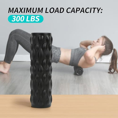 High-Density Vibrating Foam Roller Black with 4 Customizable Speeds for Deep Tissue Massage, Muscle Recovery and Pain Relief -Rechargeable with Massage Backpack - color: Black, size: 13 x 4.5 Inch with Massage Backpack