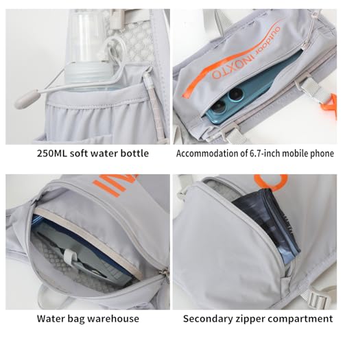 INOXTO Running Hydration Vest Backpack,Lightweight Insulated Pack with 1.5L Water Bladder Bag Daypack for Trail Hiking Running Cycling Race Marathon for Women Men - color: Gray orange