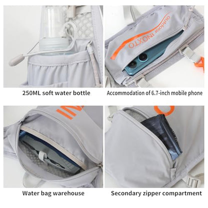 INOXTO Running Hydration Vest Backpack,Lightweight Insulated Pack with 1.5L Water Bladder Bag Daypack for Trail Hiking Running Cycling Race Marathon for Women Men - color: Gray orange