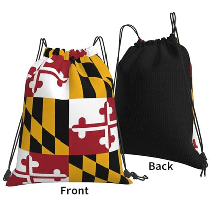 Maryland Flag Drawstring Bag Sport Gym Backpack Beach Travel Sack Draw String Yoga Bag For Men Women - color: Maryland Flag