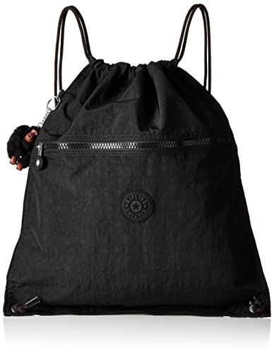 Kipling Women's Supertaboo Drawstring Bag, Strong, Colorful, Convenient, Polyamide bag - color: True Black, size: 15.5''L x 17.75''H x 0''D