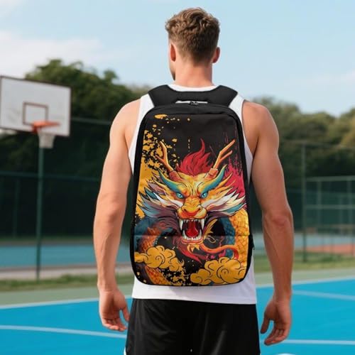 Basketball Backpack With Separate Ball Compartment And Shoes Fit Basketball Volleyball Football - color: Oriental Dragon
