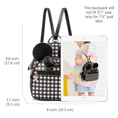 KL928 Girls Mini Backpack Bowknot Polka Dot Cute Small Daypacks Convertible Shoulder Bag Purse for Women - color: Checked