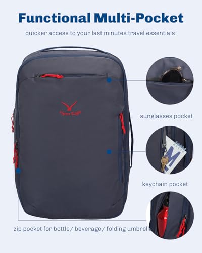 Hynes Eagle TSA Friendly Travel Backpack for Men Women Carry on Backpack 40L Flight Approved Laptop Backpack for 17 inches Compressible Weekender Bag Overnight Backpack Dark Blue - color: Dark Blue