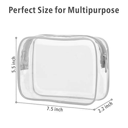 PACKISM Clear Makeup Bag, Waterproof TSA Approved Toiletry Bag Quart Size Bag, Clear Makeup Bags with Zipper Travel Cosmetic Bag, Carry on Airport Airline Compliant Bag, 3 Pack, Grey - color: Grey, size: Medium Set (Standard)