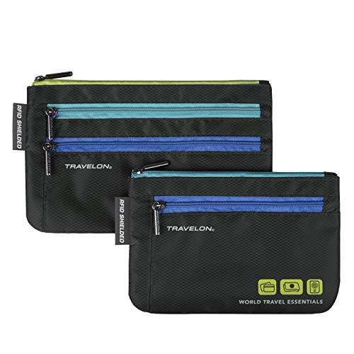 Travelon World Travel Essentials Set of 2 Currency and Passport Organizers - color: Black