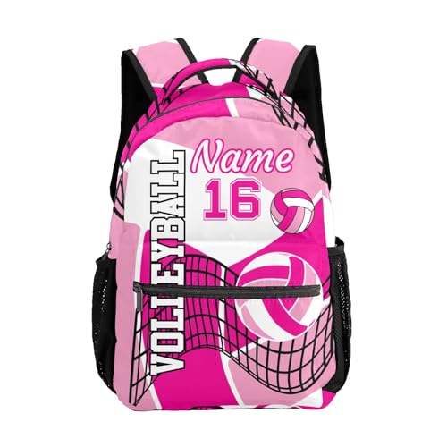 Customized Volleyball Pink Waterproof Backpack with Name for Hiking Camping Picnic - color: Backpack 13