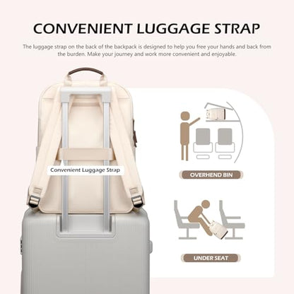 Laptop Backpack for Women Travel Carry On Bag Weekender Business Multilayer Personal Item Backpack,16 Inch,WApricot - color: C-wapricot, size: 16 Inch