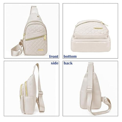 Crossbody Small Sling Backpack Sling Bag for Women Men, Chest Bag Daypack Crossbody for Travel Sport Running Hiking (White) - color: White