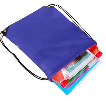 Bulk Drawstring Bags, Polyester Draw String Bags, Gym Sports Cinch Bag Drawstring Backpack for Women Men - color: Royal Blue
