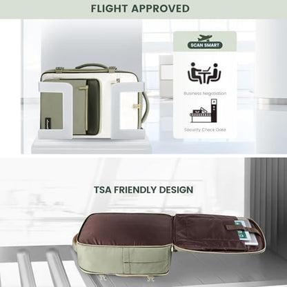 LOVEVOOK Travel Backpack For Women,50L Carry On Backpack Flight Approved,TSA Personal Item Travel Bag Fits 18 Inch Laptop,Business Weekender Overnight Daypack with Toiletry Bag and Cubes - color: Green and White, size: 18 Inch-50L-4Pcs